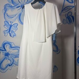 Antonio Melani White Dress with Draped Sleeve